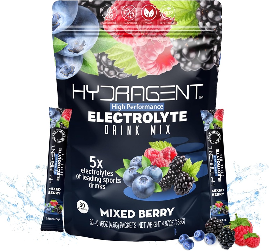 Náhradné strieborné balíčky. Nula cukru, vysoko výkonné elektrolyty. Viac ako 1000 mg soli Plus horčík a draslík. Kľúčové minerály pre hydratáciu. (zmiešaný Berry)