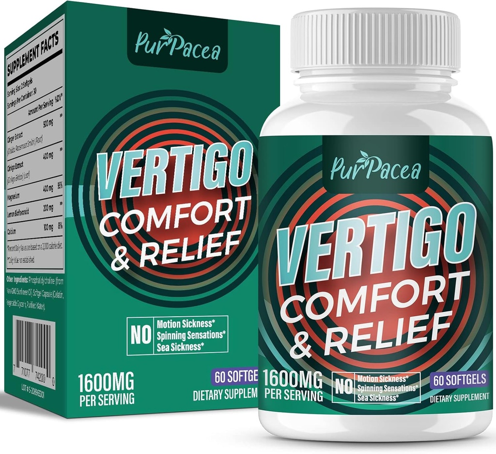 Lipozomálne Vertigo Supplement 1600MG, Advanced Absorbtion Formula, Natural Inner Ear Balance Supplement with Ginger & Ginkgo Biloba Extract, 60 Softgels, 30-dňová dodávka