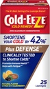 Cold-Eeze Plus Defense Natural Citrus with Elderberry Zinok Lozenges, Homeopatické Cold Remedy, skráti bežné studené príznaky, podporuje imunitné zdravie s Sambucus Nigra, Echinacea a Rose HIPS, 25 Ct