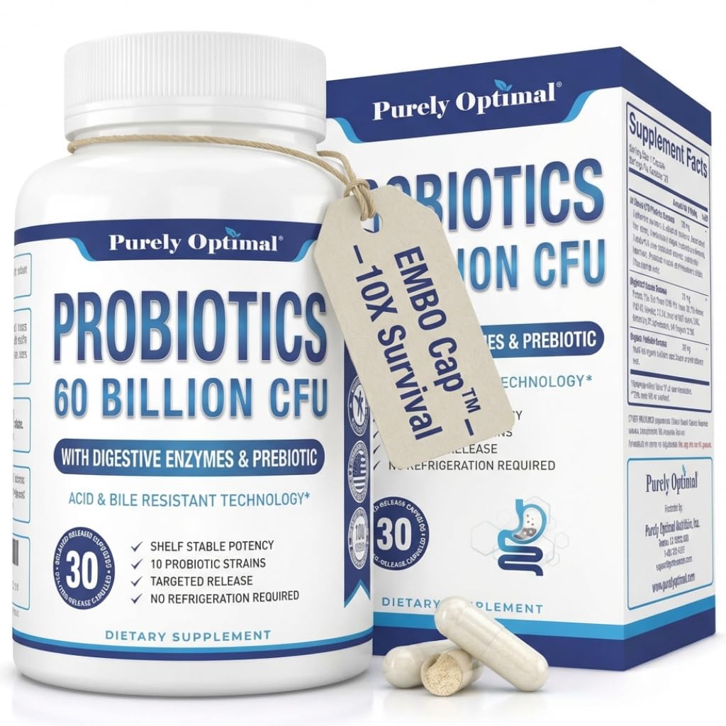 Čisto Optimal Premium Probiotiká 60 miliárd CFU w/Organic Prebiotiká a tráviace enzýmy
