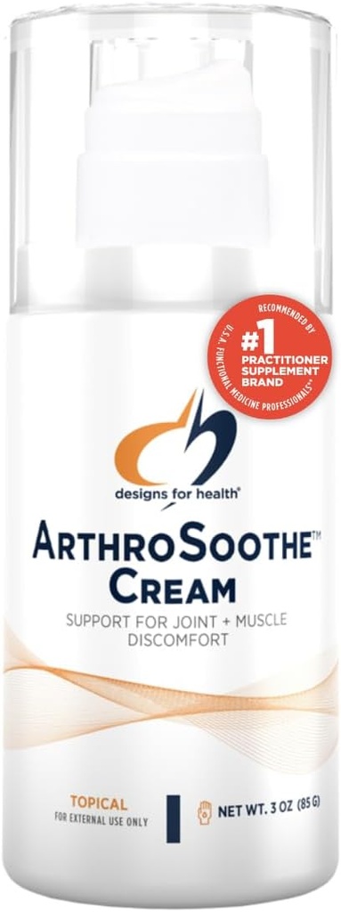 Designs for Health ArthroSoothe Cream - svalová a spoločná podpora Topické Lotion - Vlastnosti Kyseliny hyalurónovej a glukozamín - Vyrobené s mäty piepornej, Eucalyptus a čajovník esenciálne oleje - non-GMO - 3 oz