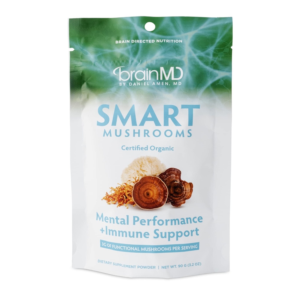 BRAINMD Dr Amen Smart Huby - 3.2 oz - Mental Performance + Immune Support - Vegan, bez GMO, bez lepku - 30 Servings