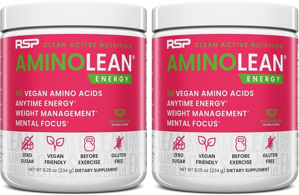 RSP NUTRITION AminoLean pre Cvičenie prášok, Amino Energy & Weight Management s BCAA Amino Acides & Natural Caffeine, Preworkout Boost pre mužov a ženy, 30 Serv (Pack of 2)