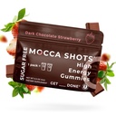 SGC najvyššia koncentrácia 100mg kofeínu na Gummy, 2 Gummy na balenie, 6-Pack Mocca Shots Sugar-Free Strawberry Plant-Based noottropic Instant Energy s Ginkgo biloba, Theobromine.