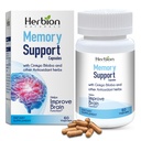HERBION Naturals Memory Support Kapsule, pomáha zlepšiť funkciu mozgu a absent myslivosti, udržuje zdravé hladiny nálady s Ginkgo Biloba, pre dospelých, 60 Počet, balenie 1