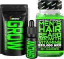 Brada rast Kit w/Grow XXL Brada olej/Sérum pre rast vlasov pre mužov + Maximálna sila 620 000mcg 14-in-1 BIOTIN Rast vlasov Vitamíny pre mužov - Formulované v Amerike