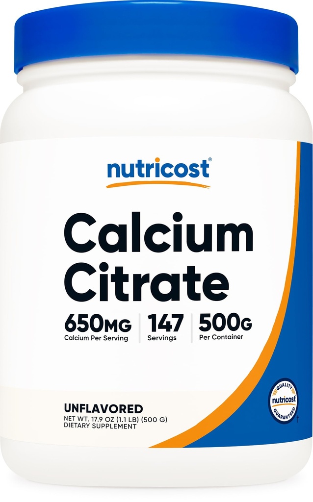 Nutricost Dusičnan vápenatý (500 gramov) (nearomatizovaný) - čistý dusičnan vápenatý, bez výplne, bez lepidla (1,1lbs)