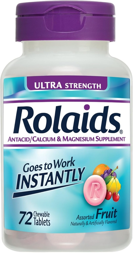 Rolaids antacidum vápnik a horčík doplnok Ultra silné tablety, ovocie 72 ea