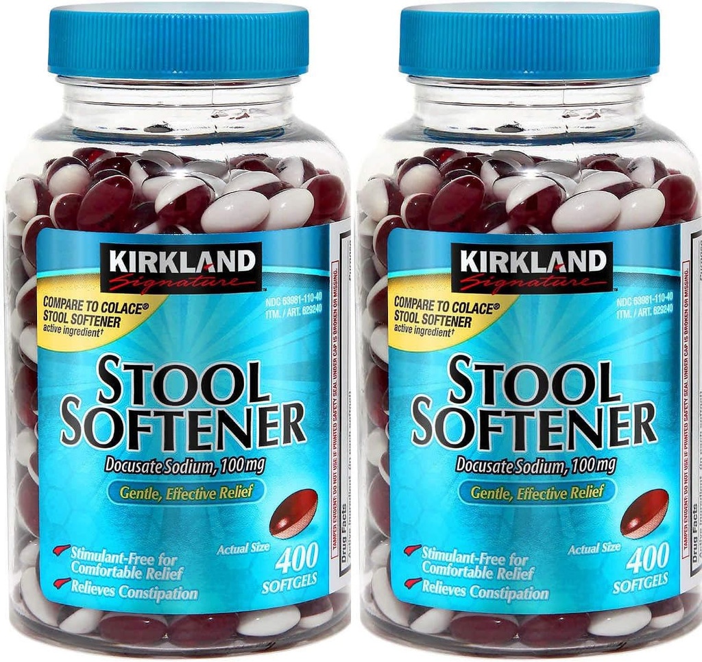 Kirkland Signature Stool Softener Docusate Sodík 100 Mg, 800 Softgels/2Bottle