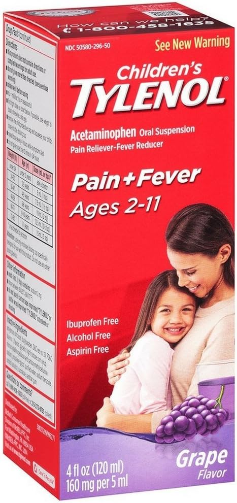 TYLENOL Detská perorálna suspenzia Hroznová škvrna Flavor 4 oz (balenie 4)