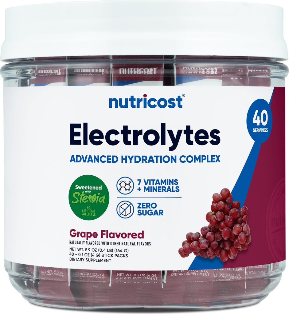 Nutricost Electrolytes Complex, Grape Aromed, 40 Stickpacks - Advanced Hydration Complex