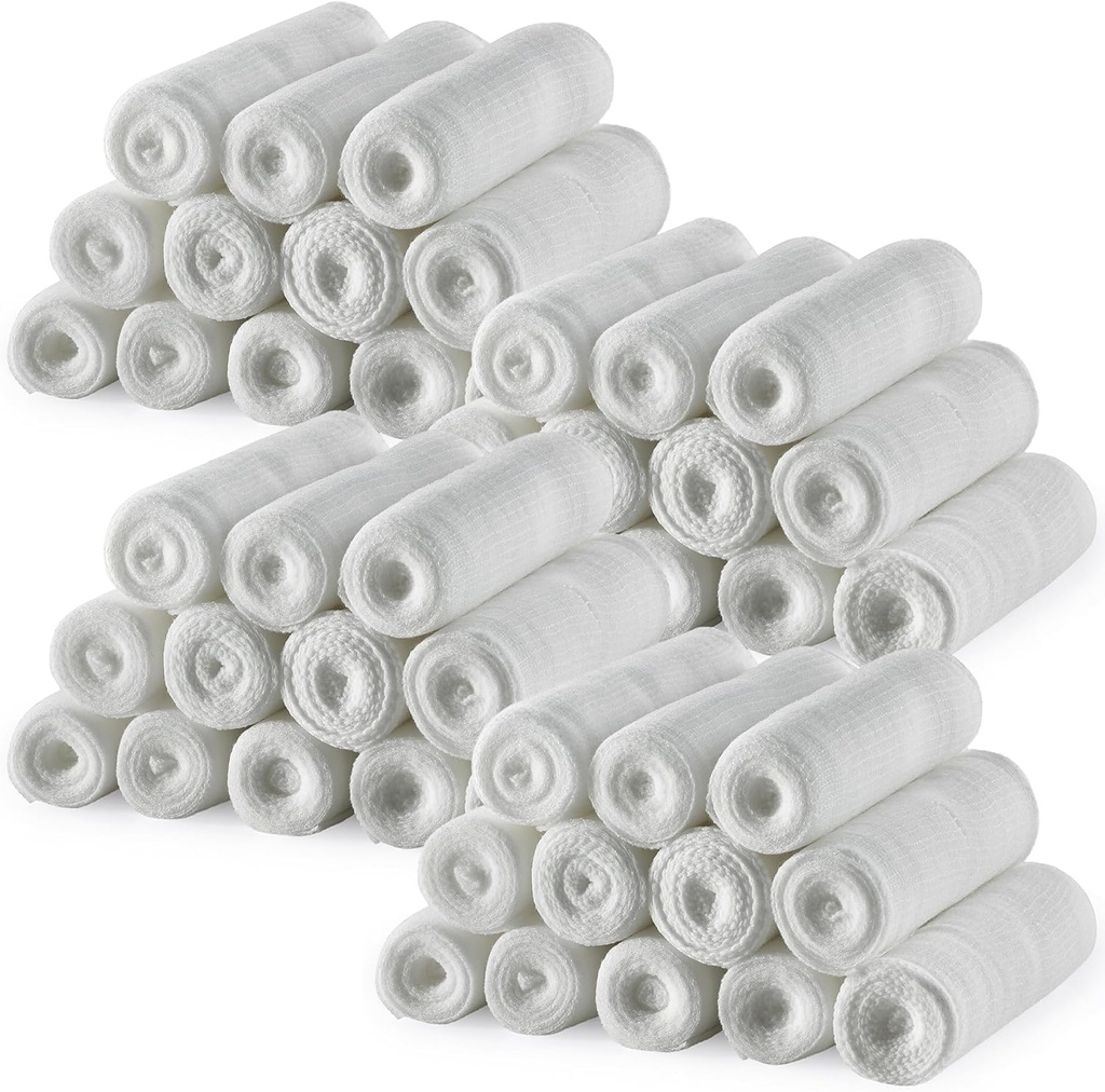 MEDca Gauze Bandage Rolls - 48 Balenie, 4 v x 4.1 Yards, Medical Grade Gauze a Stretch Bandage pre ranné šaty a prvú pomoc Kit
