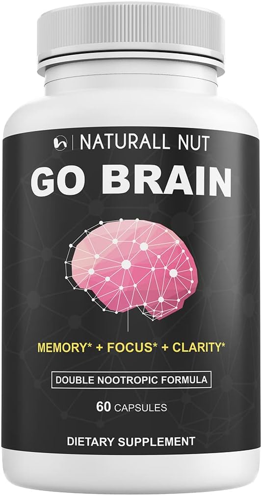 Go Brain Double Nootropic Formula, Mozog Doplnky pre pamäť a zameranie vitamínov, Ginkgo Biloba, Dmae Supplement, Bacopa Monnieri Supplement, Pamäť Vitamíny Mozog pre ženy a mužov