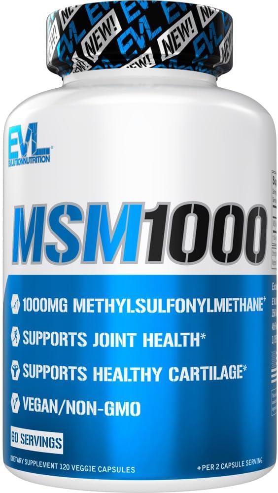 Elution Nutrition MSM1000-1000 MG Methylsulfonylmethane Supplement - Joint Health Support - Cartilage Supplement - Vegan + Non-GMO MSM Capsules - 60 Servings
