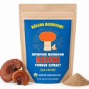 Malama Organic Reishi Mushrom Powder, Pure Fruiting Body Extract, Adaptogénne Superfood pre imunitnú podporu a wellness, 100 Serviv
