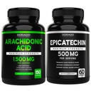 Kyselina arachidónová (150 kapsúl) - Svalovina a sila Supplement for Muscle Mass & Recovery for Men & Women and Epicatechin Extract (60 kapsúl) podporuje Lean Muscle Pump & Gains - Non-GMO & Vegan