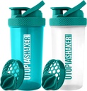 Utópia Domáce Proteín Shaker fľaša - (Súprava 2) 28-Ounce Shaker fľaše Protein Mixs - Fitness Sports Classic Protein Mixer fľaša Shaker (Teal & Clear/Teal)
