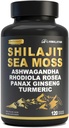 Shilajit Kapsule od Muži - 50% Kyselina fulvová, 85+ Stopové minerály Pure Himalayan, Shilajit Resin Extract with Sea Moss, Ashwagandha-for Energy, Stamina -120 Kapsule