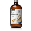 Prírodná sila Pure Omega 3 - Liquid Fish Oil - Delicious Lemon Cake Flavor - Bez ortuti, Wild Caught, Lab Tested - 1,326 mg Triglycerid EPA, DHA, & DPA - 16 Oz Sklenená fľaša