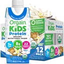 Orgain Organic Kids Nutritional Protein Shake, Vanilla, Healthy Kids Snacks, 8g Dairy Protein, 3g Fiber, 22 Vitamíny a minerály, Žiadne sójové zložky, Gluten Free, Non-GMO, 8.25 Fl Oz (Pack of 12)