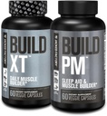 Jacked Factory AM & PM Muscle Building Supplement Stack - Build-XT svalového Builder & Build PM Night Time Svalový rast a spánok pomoc