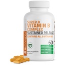 Bronson Super B vitamín B komplex Trvalé pomalé uvoľňovanie (vitamín B1, B2, B3, B6, B9 - kyselina listová, B12) obsahuje všetky B vitamíny 60 tabliet