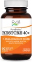 PURE ESENCE LABS PureBiotics Restorian 40+ Probiotic Supplement - Supports Immune & Digestive Health - Dairy & Gluten Free - 15 kmeňov (35 miliárd CTU) Dospelí Prírodné probiotiká (60 kaps)