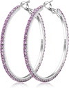 925 Strieborné náušnice Veľké náušnice Kamienky Veľké Cubic Zirconia Hoop náušnice tenké Kamienky Round Hoop náušnice pre ženy 20/30/40/50/60/70 mm Iskra s kryštálmi pre ženy