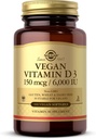 Solgar Vegan Vitamín D3 (Cholekalciferol) 150 μg (6 000 IU) - 100 Softgels - Imunitná podpora, pomáha udržiavať zdravé kosti a zuby - Non-GMO, Certified Vegan, Gluten & Dairy Free - 100 Servings