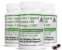 TURNER Nový Zéland Green Lipped Omega-3 Mussel Oil, 53x Vyššia potencia s UAF1000+ Super Antioxidant. Žiadna rybacia dochuť, 3 fľaše, 180 softgelov