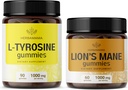 HERBAMAMA L-tyrosín a Lion's Mane Kit - Bundle 1000 mg L-tyrozín & 1000 mg Lion's Mane Gummies - Vegan, Non-GMO, Želatína - 2 balenia