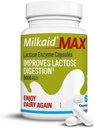 Milkaid Max Capsules for Lactose Intolerance Relief with Lactase Enzyme, Dietary Supplement to Help Prevent Gas, Bloating & Diarrhea Due to Lactose Sensitivity | 9000 ALU (60 Capsules, Unflavored)