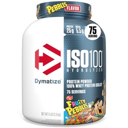 Dymatizovať x Ovocné okruhliaky ISO100 Srvátkový proteínový prášok Izolát, 25 g proteínu, 5,5 g BCAA, 120 kalov, bez lepidla, 1g tuku, 1g cukru, 2g Carbu (75 servings)