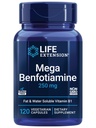 Extension života Mega Benfotiamín, 250 mg, rozpustná forma tiamínu, zdravý metabolizmus, ultra- biodostupný vitamín B1, vysoká potencia, bez gluténu, non- GMO, vegetarián, 120 kapsúl