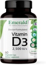 EMERALD LABS Vitamín D3 2,500 IU - podporuje kosti, zuby, svalovina, srdce a imunitné zdravie - Premium Dietary Supplement - 60 Rastlinné kapsuly (60-Deň dodávky)