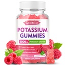 Draslíkové guličky, Chlorid draselný 1000 mg pre dospelých, bezcukrové doplnky k draslíku Gummy Podpora Elektrolytová rovnováha a nohy Krampy pre ženy a mužov, Malinová príchuť, 60 Počet