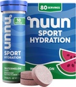 Nuun Sport Electrolyte tablety s horčíkom, vápnikom, draslíkom, chloridom a sodným, bezlepkom a vegánom, vodným melónom, 8 balení (80 dávok)