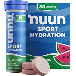 Nuun Sport Electrolyte tablety s horčíkom, vápnikom, draslíkom, chloridom a sodným, bezlepkom a vegánom, vodným melónom, 8 balení (80 dávok)