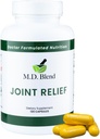 M.D. Joint Relief - Expert Formulated Supplement - Kolená, HIPS, Ankles Movement & Mobility - Daily Wellness Blend - Collagen, Hydrolyzed, Glucozamín, BioPine, Turmeric - 240 Kapsule (Pack of 2)