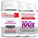 KLINICKY preukázané (3-Mesačné zásobovanie) Brain Doplnky s anti-starnutie, pamäťové pilulky, Omega 5 granátové jablko doplnok, 3 fľaše 60ct Každý