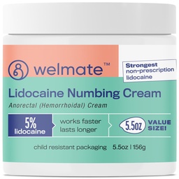 WELMATE 5% Lidokaín Hemoroid Relief Cream, maximálna sila anorektálny krém, 5.5 oz