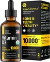 Tekuté kvapky vitamínu D - vitamín D3 10 000 IU pre rýchlejšie vstrebávanie - pomáha podporovať silné kosti a zdravé srdce - Vit D3 pre funkciu nálady a imunitného systému - vysoká dávka D3 Vitamín Sublingválne - 2 fl oz