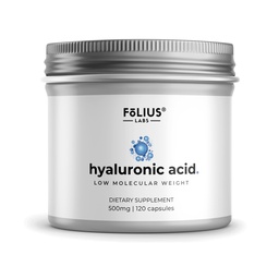 Ultra vysoká čistota Kyseliny hyaluronovej 500 mg - 95% Hyaluronát sodný - Vysoko čistená a biologicky dostupná - nízka molekulová hmotnosť - nefermentované GMO - 120 kapsúl