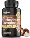 Organické huby Supplement - Top 10 Huby Zmes s Cordyceps, Reishi, Maitake, Shiitake, Lions Mane & More 