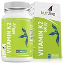 NutriZing K2 vitamínové doplnky MK-7 - vysoká sila 600mcg - podporuje zdravie kostí a tepien - 90 Vegánskych kapsúl - vitamín K2 pre mužov a ženy - 3 mesiace dodávky