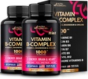 Vitamín B komplex pre mužov a ženy - vyrobený v USA - 11-v-1 B-komplex: B1, B2, B3, B5, B6, B7, B8, B9, B12 s vitamínom C, cholín, Inozitol - Energy, Brain & Heart Suplement - balenie 2