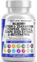 Čistá Nutra Očné vitamíny s čučoriedkovým luteínom a Zeaxantínom Doplnky Lykopén 40mg Resveratrol Hroznové semeno Astaxantín pre oči - Očná starostlivosť Zdravotná podpora Očné vitamíny a minerálne doplnky