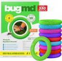 BugMD 10 Pack Mosquito Bracelets, bez DEET Bandy pre dospelých a deti, Prírodné a vodeodolné Citronella Zväzky pre Camping, Pešia turistika, Pláž, Cestovanie & Outdoor Essentials