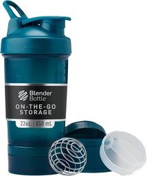 BlenderBottle Shaker fľaša s pilulkou Organizátor a skladovanie pre proteínový prášok, Classic V2 ProStak System, 22-Ounce, Ocean Blue