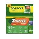 Zyrtec 24 hodinové tablety na úľavu od alergie, antihistaminikum Indoor & Outdoor Antialergy Medicine + Cetirizine HCl, Relief from Runny Nose, Stihnutie, & Svrbiace oči, Jednobalenia, 14 x 1 ct Pakety